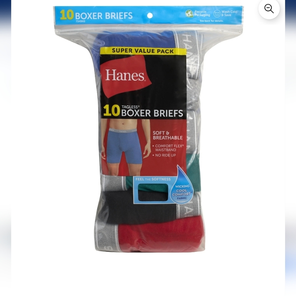 Hanes Men's Boxer Briefs - Black, Gray, Red, Blue, Green